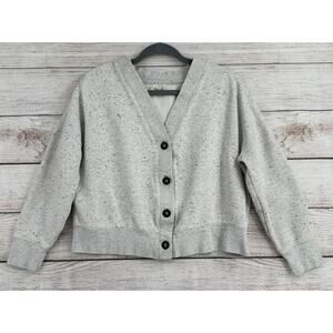 Madewell Button Down Cardigan Sweatshirt Womens Small Donegal Speckled Gray